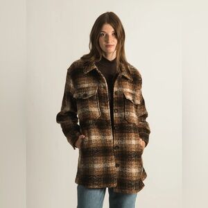 Only Women's Brown Plaid Utility Jacket